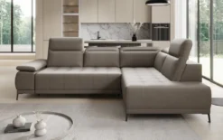 Designer Ecksofa Lyra mit elektrischer Schlaffunktion in Echtleder