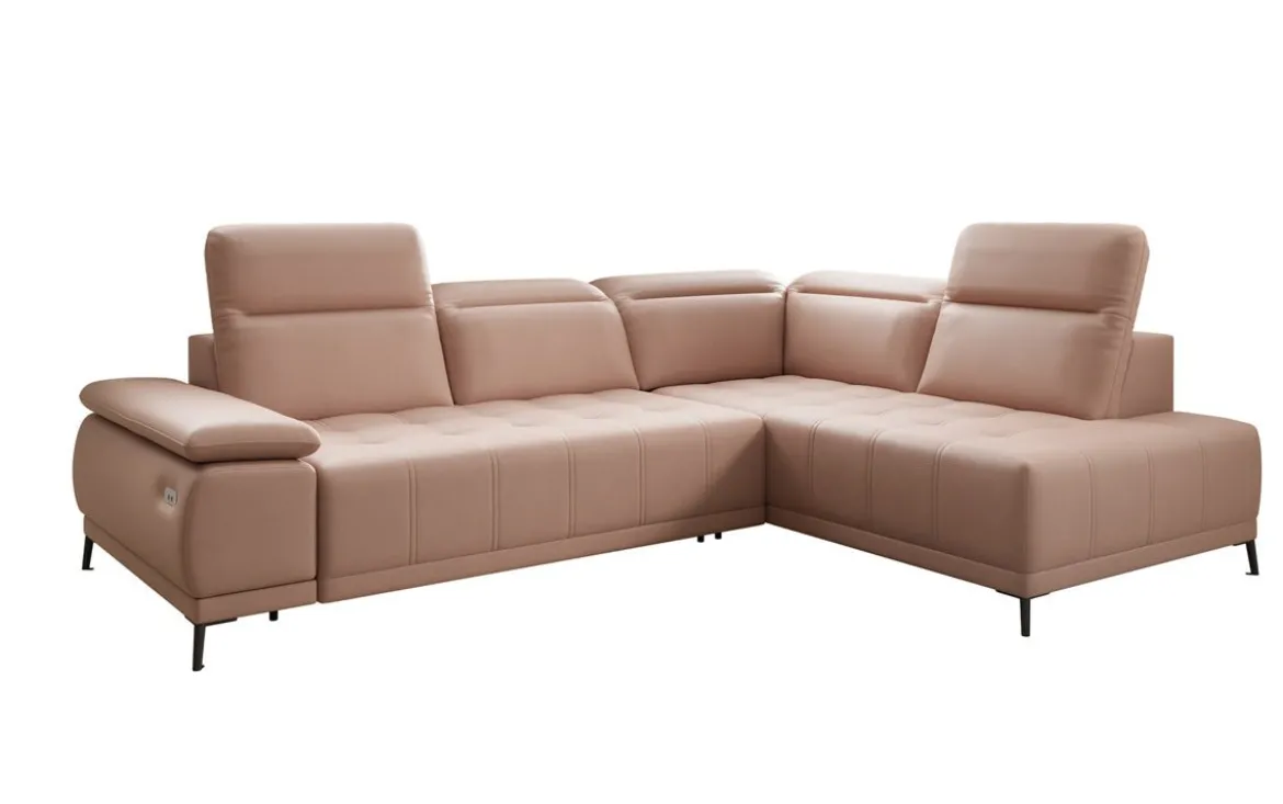Designer Ecksofa Lyra mit elektrischer Schlaffunktion in Echtleder