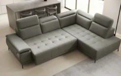 Designer Ecksofa Lyra mit elektrischer Schlaffunktion in Echtleder