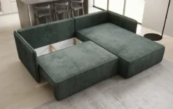 Designer Ecksofa Marlen mit Schlaf- und Klappfunktion in Cord