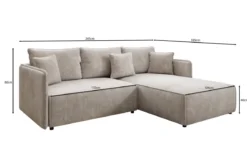 Designer Ecksofa Marlen mit Schlaf- und Klappfunktion in Cord