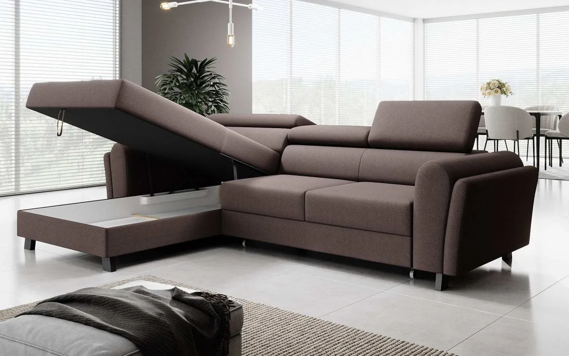 Designer Ecksofa Massimo mit Schlaf- und Klappfunktion