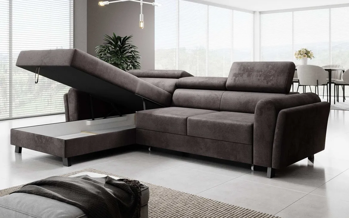 Designer Ecksofa Massimo mit Schlaf- und Klappfunktion