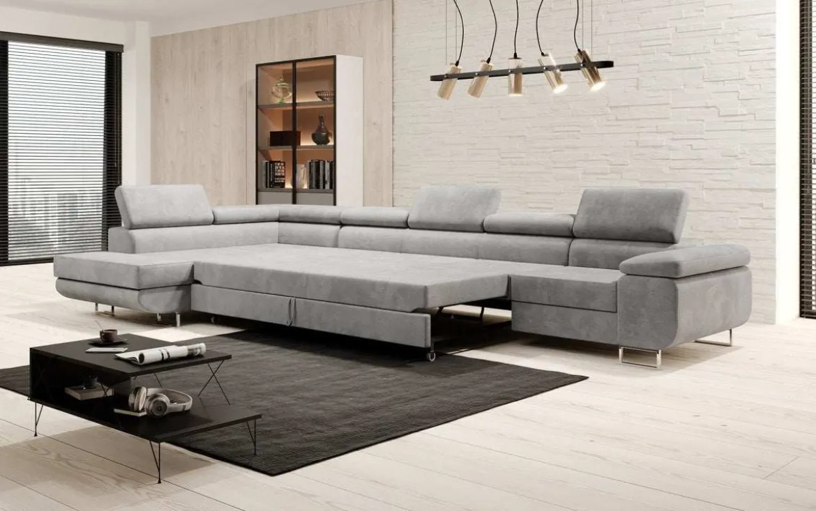 Designer Ecksofa Maxi mit Schlaf - und Klappfunktion in Samt
