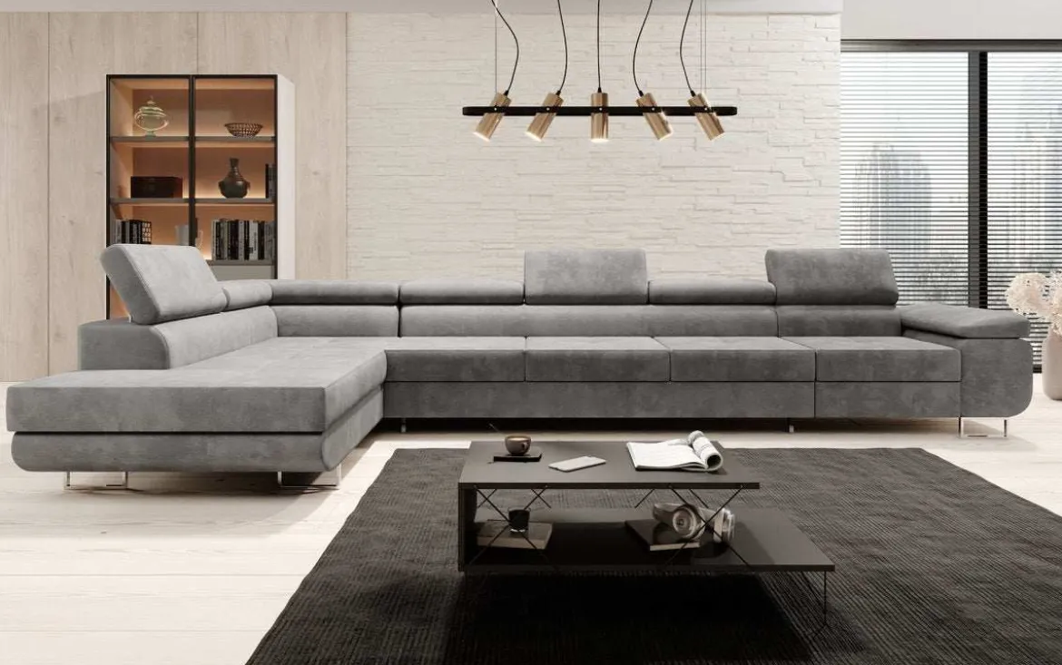 Designer Ecksofa Maxi mit Schlaf - und Klappfunktion in Samt