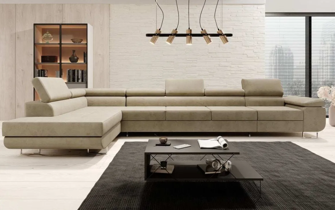 Designer Ecksofa Maxi mit Schlaf - und Klappfunktion in Samt