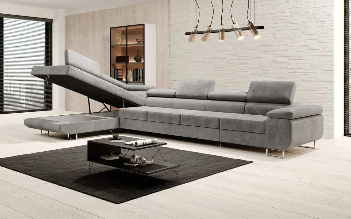 Designer Ecksofa Maxi mit Schlaf - und Klappfunktion in Samt