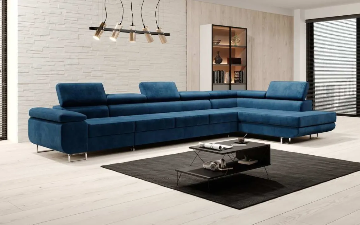 Designer Ecksofa Maxi mit Schlaf - und Klappfunktion in Samt