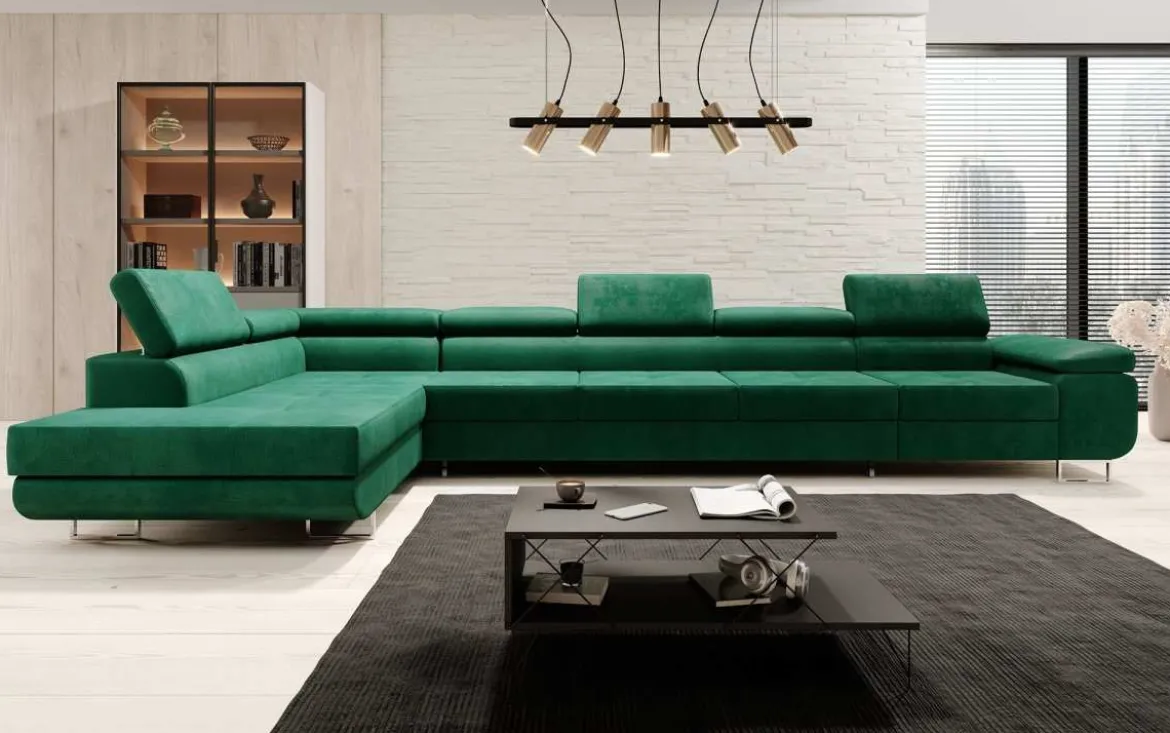 Designer Ecksofa Maxi mit Schlaf - und Klappfunktion in Samt