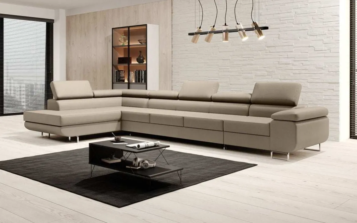 Designer Ecksofa Maxi mit Schlaf - und Klappfunktion in Samt