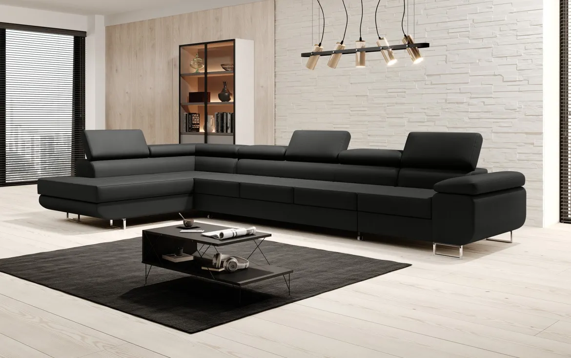 Designer Ecksofa Maxi mit Schlaf - und Klappfunktion in Kunstleder