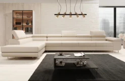 Designer Ecksofa Maxi mit Schlaf - und Klappfunktion in Bouclé