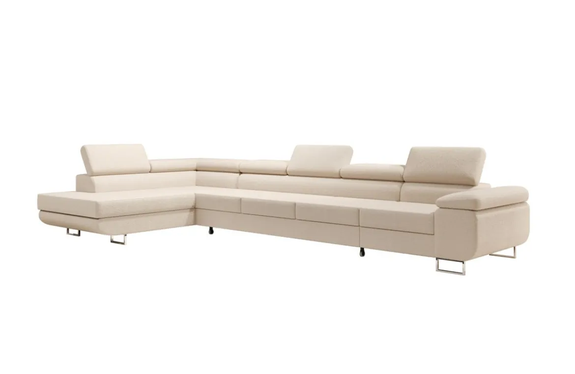Designer Ecksofa Maxi mit Schlaf - und Klappfunktion in Bouclé