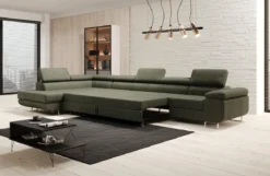 Designer Ecksofa Maxi mit Schlaf - und Klappfunktion in Bouclé