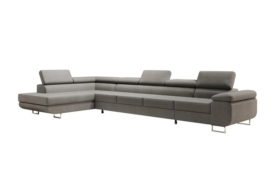 Designer Ecksofa Maxi mit Schlaf - und Klappfunktion in Bouclé