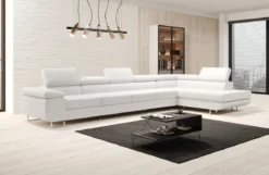 Designer Ecksofa Maxi mit Schlaf - und Klappfunktion in Bouclé