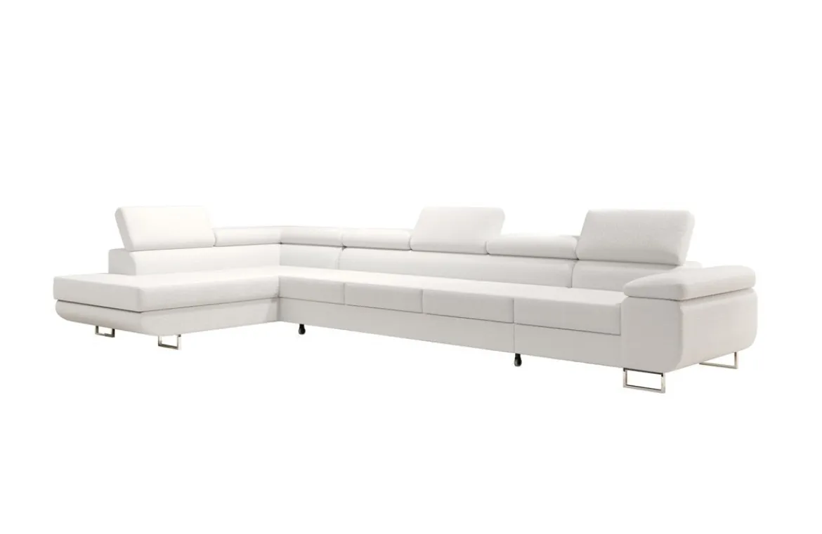 Designer Ecksofa Maxi mit Schlaf - und Klappfunktion in Bouclé