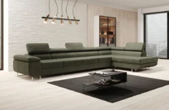 Designer Ecksofa Maxi mit Schlaf - und Klappfunktion in Bouclé