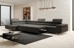 Designer Ecksofa Maxi mit Schlaf - und Klappfunktion in Bouclé