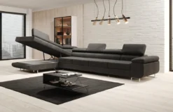 Designer Ecksofa Maxi mit Schlaf - und Klappfunktion in Bouclé
