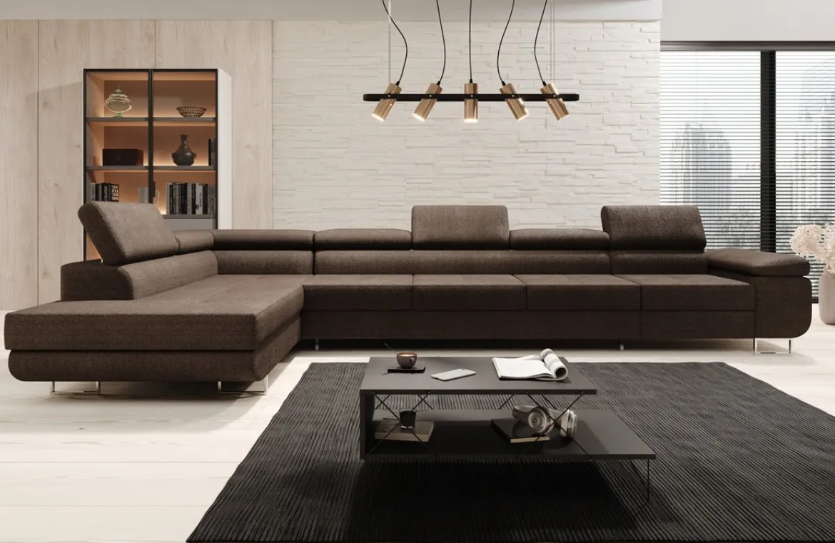 Designer Ecksofa Maxi mit Schlaf - und Klappfunktion in Bouclé
