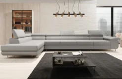 Designer Ecksofa Maxi mit Schlaf - und Klappfunktion in Bouclé