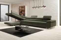 Designer Ecksofa Maxi mit Schlaf - und Klappfunktion in Bouclé