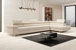 Designer Ecksofa Maxi mit Schlaf - und Klappfunktion in Bouclé