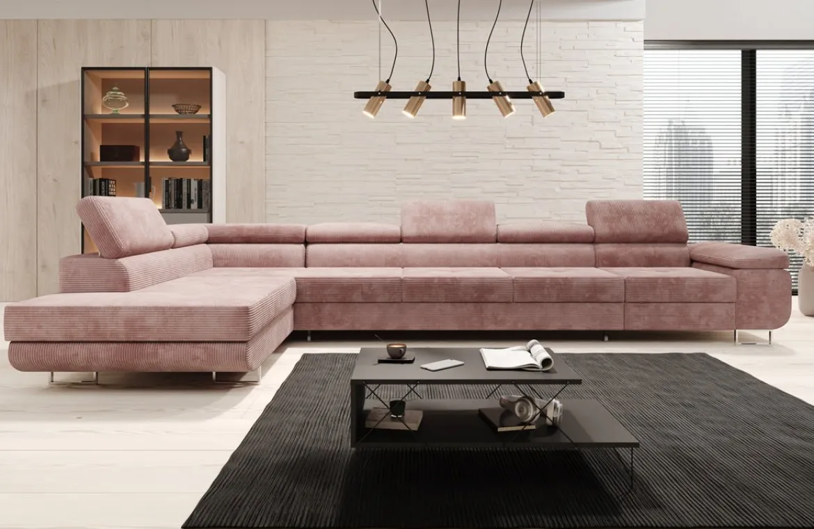 Designer Ecksofa Maxi mit Schlaf - und Klappfunktion in Cord
