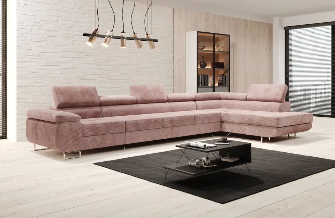 Designer Ecksofa Maxi mit Schlaf - und Klappfunktion in Cord