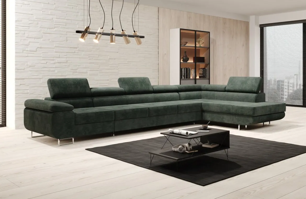 Designer Ecksofa Maxi mit Schlaf - und Klappfunktion in Cord