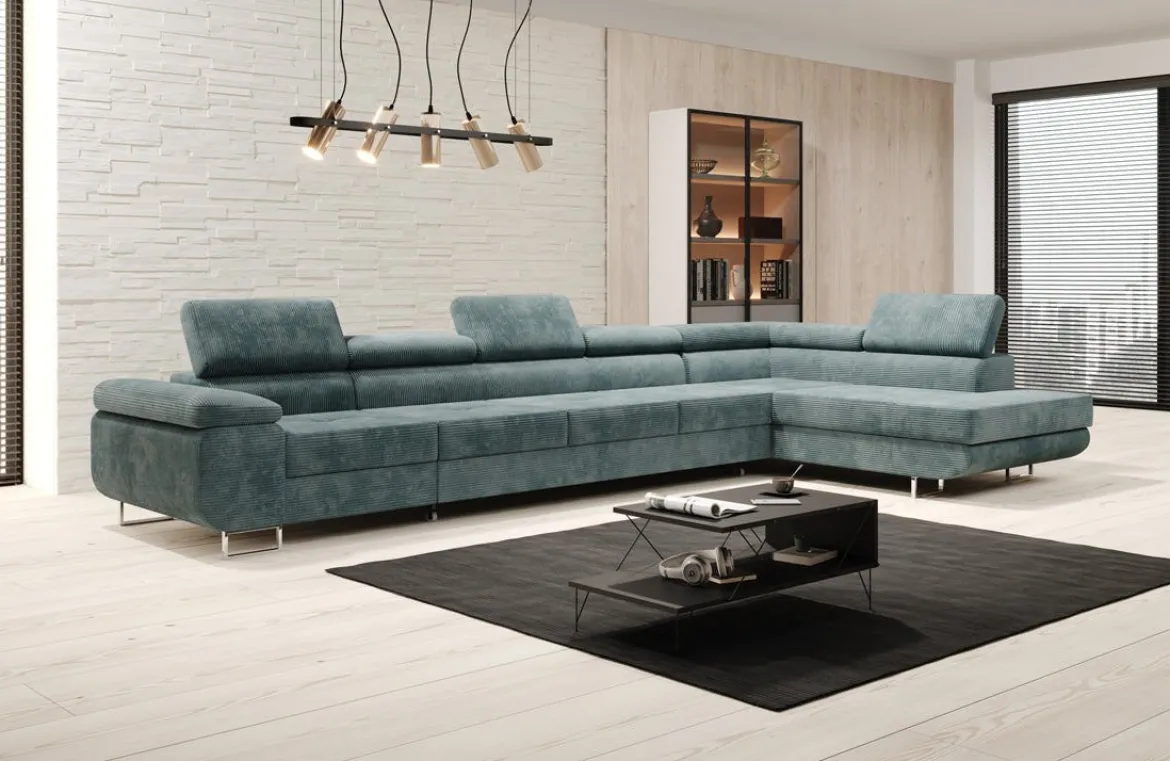 Designer Ecksofa Maxi mit Schlaf - und Klappfunktion in Cord