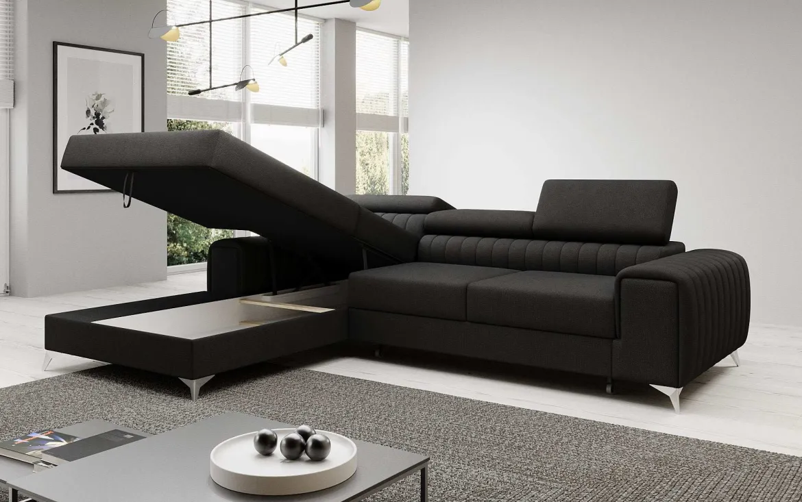 Designer Ecksofa Melinda mit Schlaf- und Klappfunktion