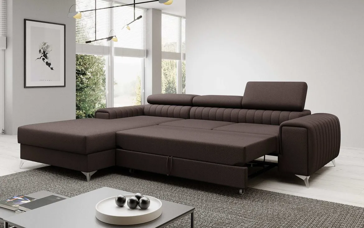 Designer Ecksofa Melinda mit Schlaf- und Klappfunktion