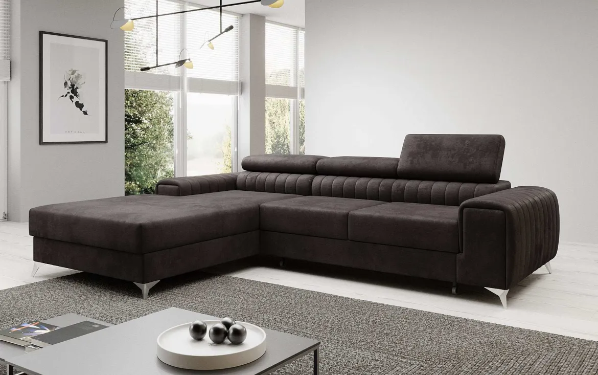 Designer Ecksofa Melinda mit Schlaf- und Klappfunktion