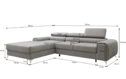 Designer Ecksofa Melinda mit Schlaf- und Klappfunktion