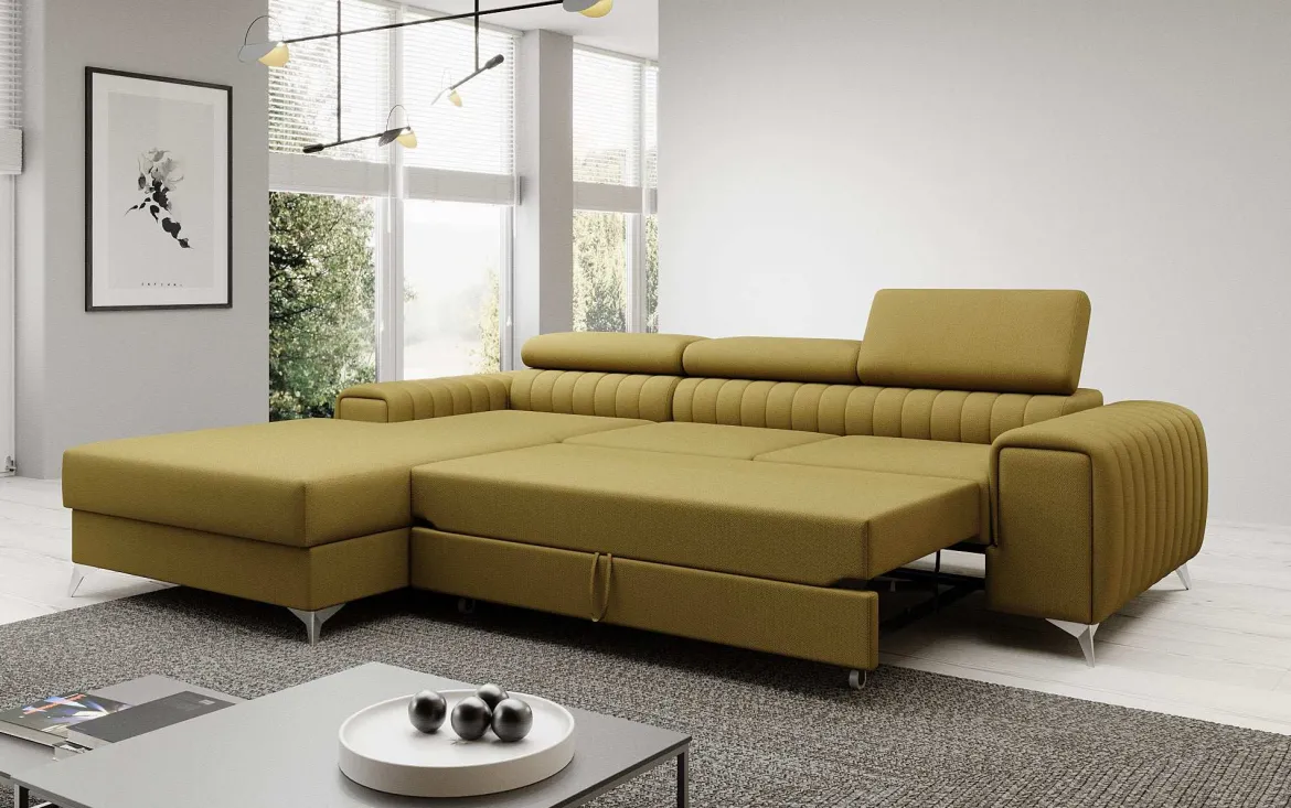 Designer Ecksofa Melinda mit Schlaf- und Klappfunktion