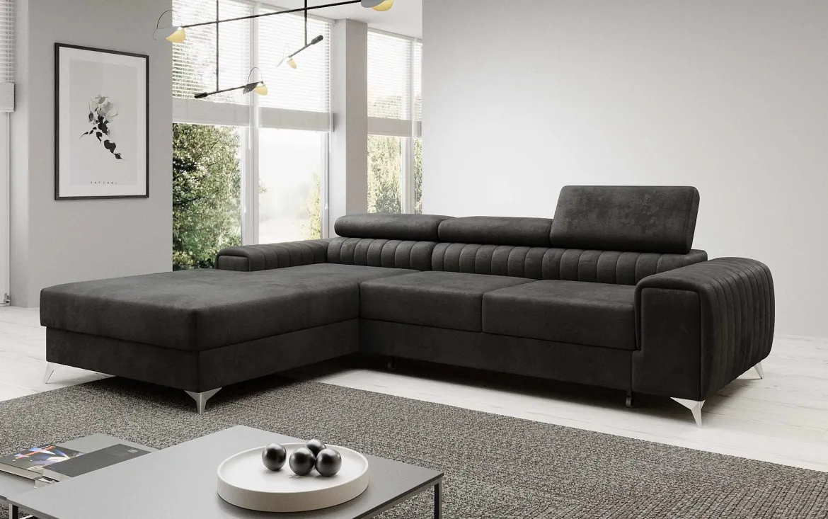 Designer Ecksofa Melinda mit Schlaf- und Klappfunktion