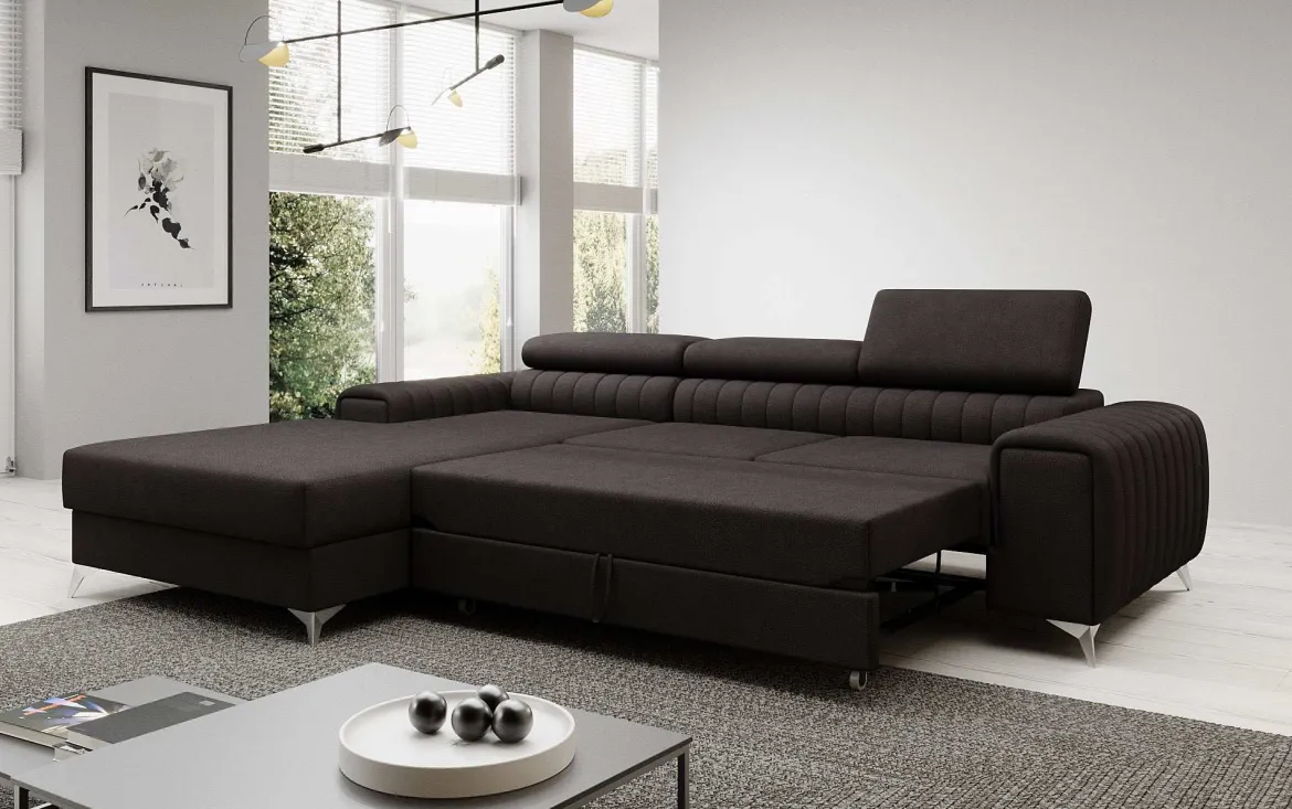 Designer Ecksofa Melinda mit Schlaf- und Klappfunktion