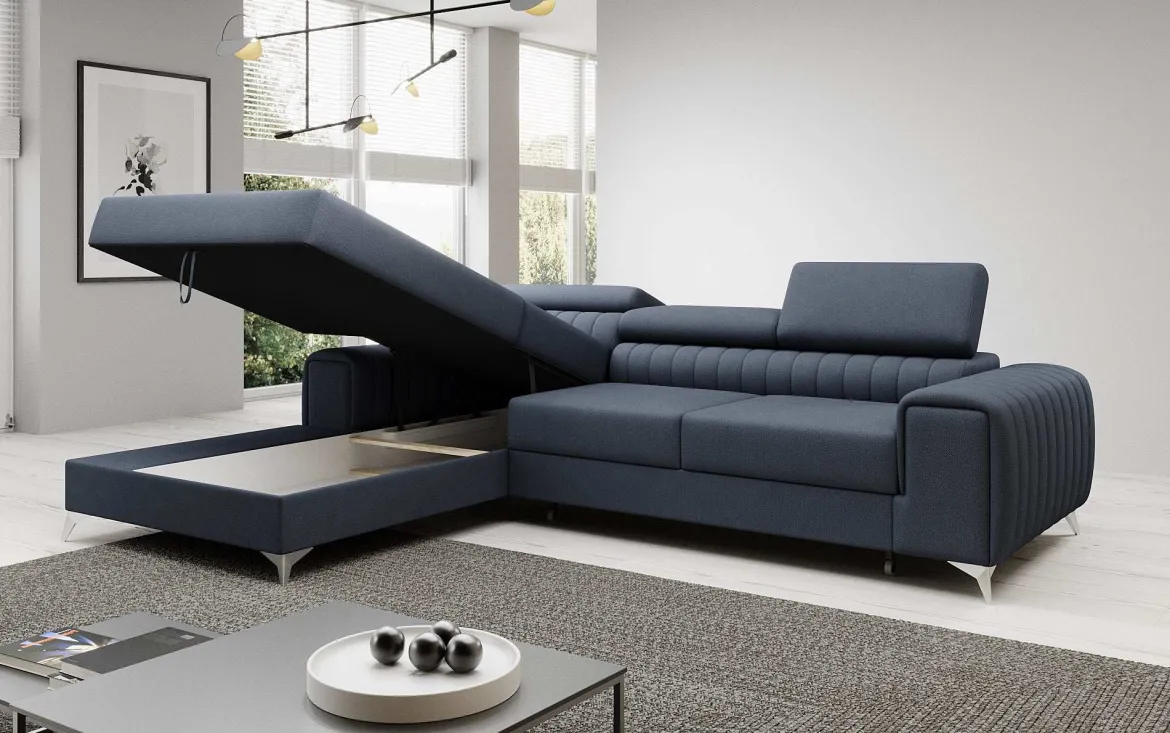 Designer Ecksofa Melinda mit Schlaf- und Klappfunktion