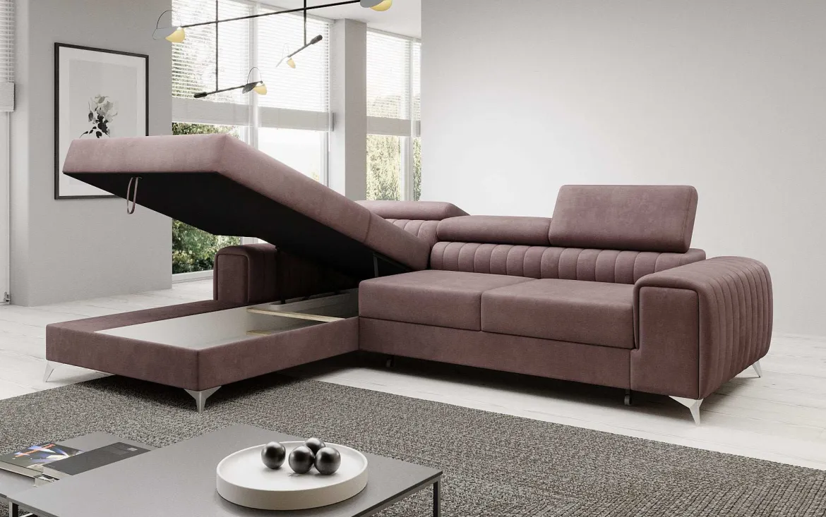Designer Ecksofa Melinda mit Schlaf- und Klappfunktion