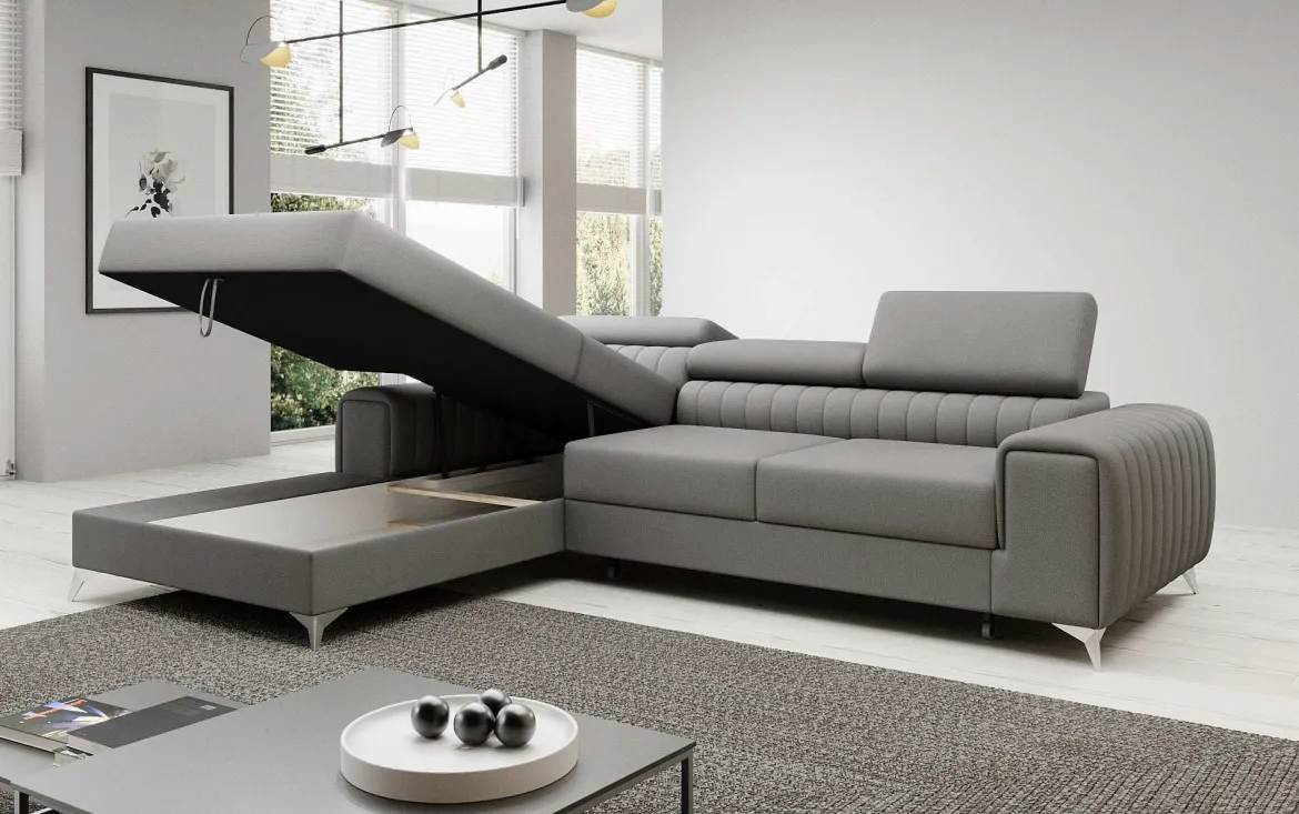 Designer Ecksofa Melinda mit Schlaf- und Klappfunktion