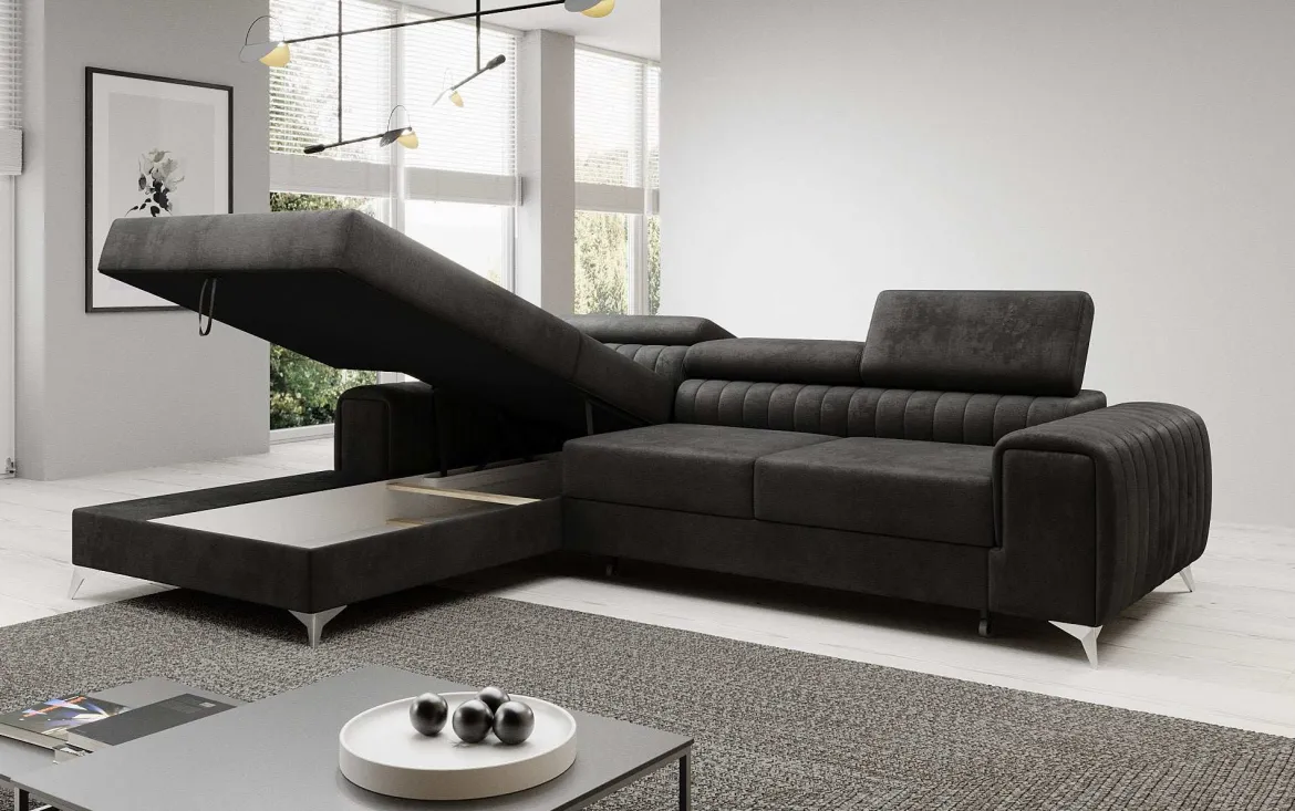 Designer Ecksofa Melinda mit Schlaf- und Klappfunktion