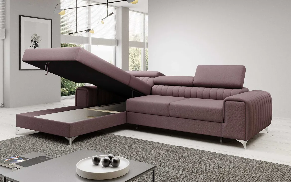 Designer Ecksofa Melinda mit Schlaf- und Klappfunktion