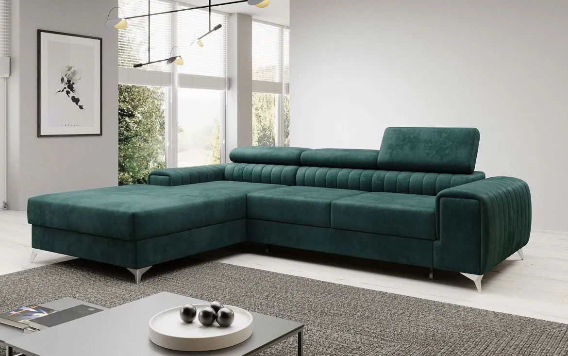 Designer Ecksofa Melinda mit Schlaf- und Klappfunktion