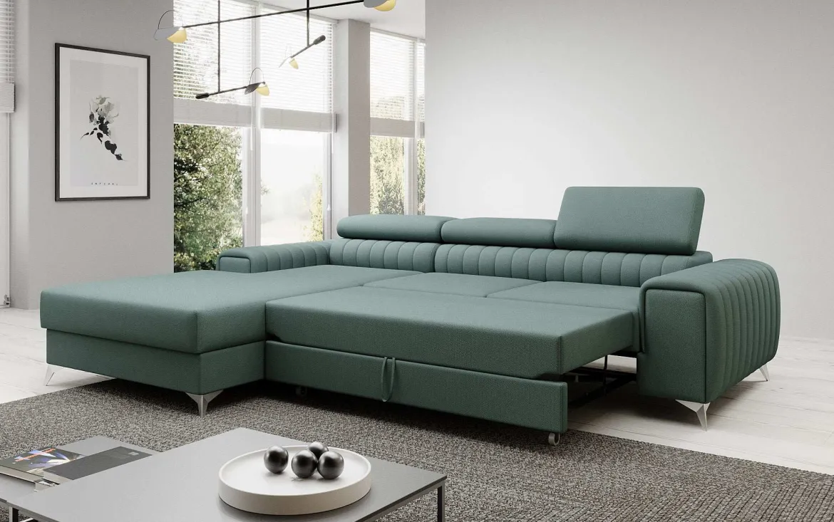 Designer Ecksofa Melinda mit Schlaf- und Klappfunktion