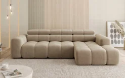 Designer Ecksofa Mia mit elektrischer Sitzerweiterung in Chenille