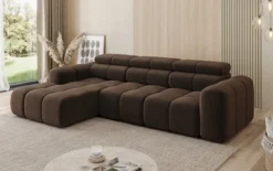 Designer Ecksofa Mia mit elektrischer Sitzerweiterung in Chenille