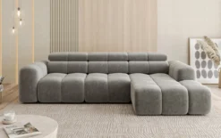 Designer Ecksofa Mia mit elektrischer Sitzerweiterung in Chenille