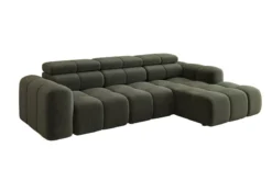 Designer Ecksofa Mia mit elektrischer Sitzerweiterung in Chenille